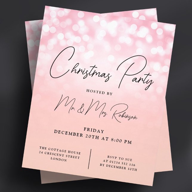 Weihnachts Party Rose Gold Lights Sparkle Einladun Flyer (Christmas Party Rose Gold Lights Sparkle Invite Flyer)