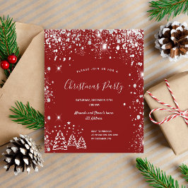Weihnachts-Party Rot-Silber-Einladung Flyer