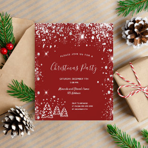 Weihnachts-Party Rot-Silber-Einladung Flyer