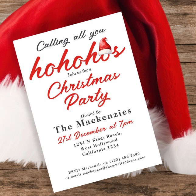 Weihnachts-Party rufen All You Ho Hos Einladung (Christmas Party Calling Al You Ho Ho Hos Invitations by Ricaso A fun adult themed holiday party
)