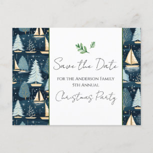 Weihnachts-Party Sailboat Save the Date Postkarte