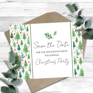 Weihnachts-Party Save the Date Baum Postkarte