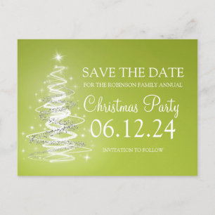 Weihnachts-Party Save the Date funkelnd Baum grün Ankündigungspostkarte