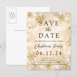 Weihnachts-Party Save the Date Gold Winter Wunder Ankündigungspostkarte