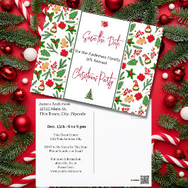 Weihnachts-Party Save the Date Holly Berry Postkarte