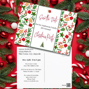 Weihnachts-Party Save the Date Holly Berry Postkarte