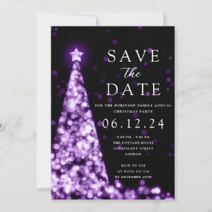 Weihnachts-Party Save the Date Lila Tree Glam Einladung