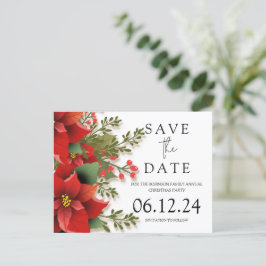 Weihnachts-Party Save the Date Poinsettia Ankündigungspostkarte