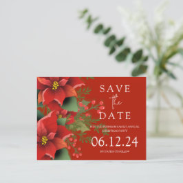 Weihnachts-Party Save the Date Poinsettia Red Ankündigungspostkarte