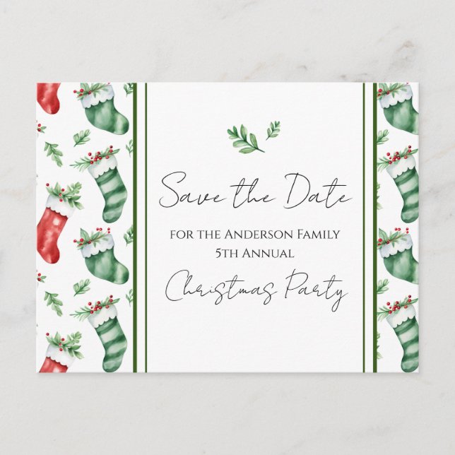 Weihnachts-Party Save the Date Postkarte (Vorderseite)