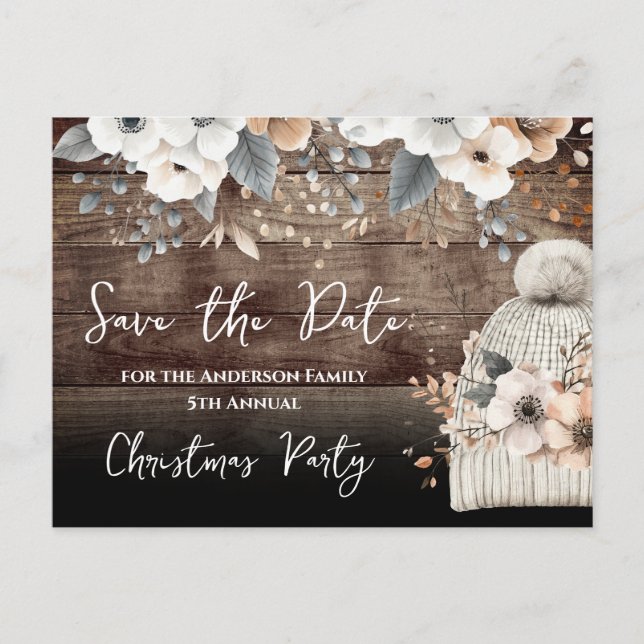 Weihnachts-Party Save the Date Postkarte (Vorderseite)
