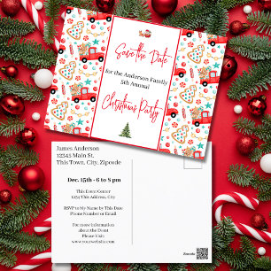Weihnachts-Party Save the Date Roter LKW Postkarte