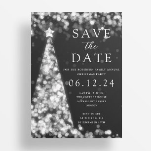 Weihnachts-Party Save the Date Silver Tree Glam Einladung