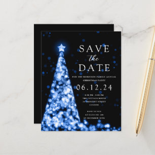 Weihnachts-Party Save the Date Tree Blue Invite