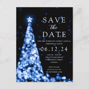 Weihnachts-Party Save the Date Tree Glam Blue Ankündigungspostkarte