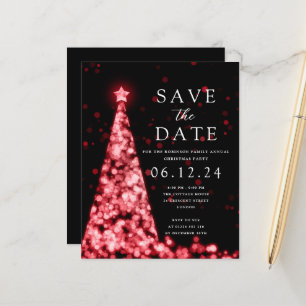 Weihnachts-Party Save the Date Tree Red Invite