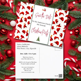 Weihnachts-Party Save the Date Weihnachtsmannmütze Postkarte