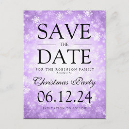 Weihnachts-Party Save the Date Winter Lila Ankündigungspostkarte