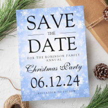 Weihnachts-Party Save the Date Winterblau