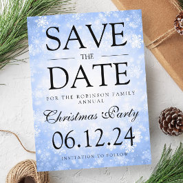 Weihnachts-Party Save the Date Winterblau Ankündigungspostkarte