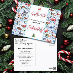 Weihnachts-Party Save the Date Winterland Postkarte