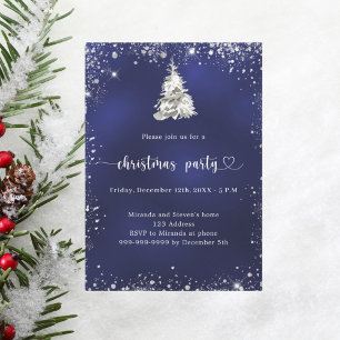Weihnachts-Party-Silberschneebaum Einladung