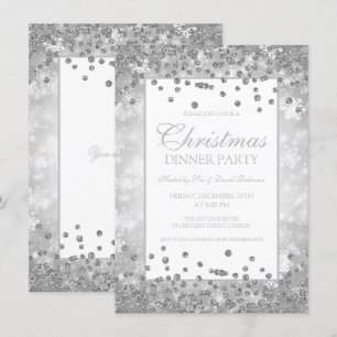 Weihnachts-Party Silver Glitzer Winter Wonder Einladung