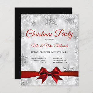 Weihnachts-Party Silver Winter Sparkle Red Ribbon