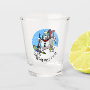Weihnachts-Party Skifahren Snowman Wooly Hat Carto Schnapsglas