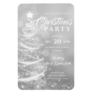 Weihnachts-Party Sparkle Silver Holiday Einladung Magnet