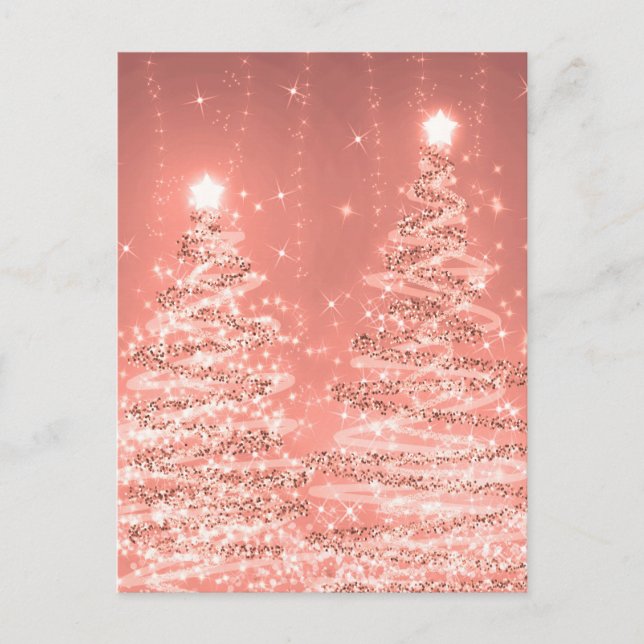 Weihnachts-Party Sparkling Bäume Rose Gold Postkarte (Vorderseite)