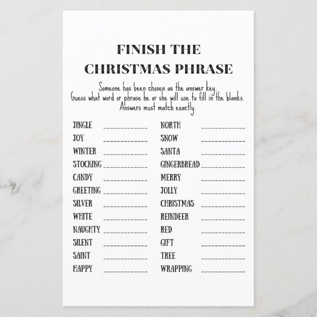 Weihnachts-Party-Spiel (Vorderseite)