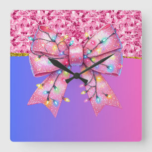 Weihnachts-Party Tropfen Bling Festival Merry Xmas Quadratische Wanduhr