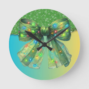 Weihnachts-Party Tropfen Bling Festival Merry Xmas Runde Wanduhr