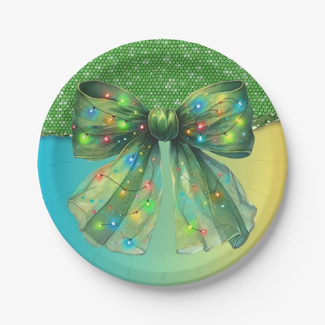 Weihnachts-Party Tropfen Bling Merry Xmas Lights B Pappteller (Vorderseite)