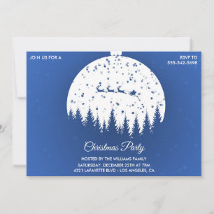 Weihnachts-Party Vintag Blue Santa Sleigh Einladung