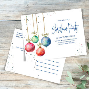 Weihnachts-Party Wasserfarbe Einfache Ornamente Feiertagspostkarte