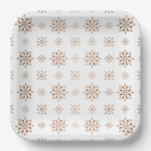 Weihnachts-Party Wasserfarbe Winter Schneeflocken Pappteller