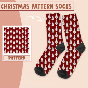 Weihnachts Party Weihnachtsbaumen Rotes Muster Socken