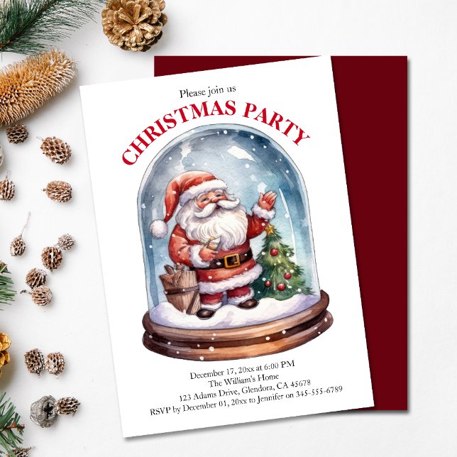 Weihnachts-Party Weihnachtsschnee Globe Einladung (Invite your guests to your Christmas party with this warm and charming holiday-themed invitation!)
