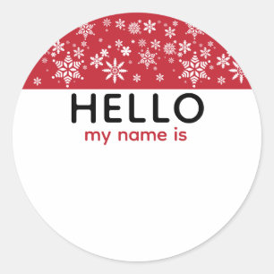 Weihnachts Party Weihnachtsschnee Hallo, mein Name Runder Aufkleber