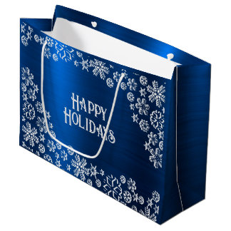 Weihnachts-Party White Snowflakes Navy Blue Große Geschenktüte