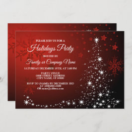 Weihnachts-Party White Stars Tree Rote Schneeflock Einladung