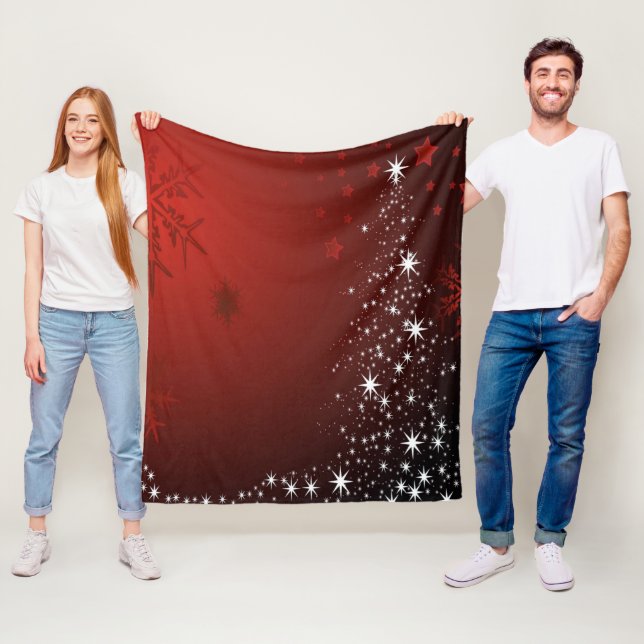 Weihnachts-Party White Stars Tree Rote Schneeflock Fleecedecke (Beispiel)