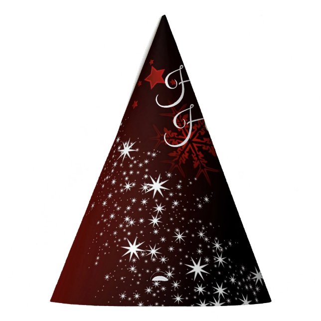 Weihnachts-Party White Stars Tree Rote Schneeflock Partyhütchen (Links)