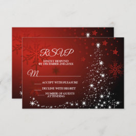 Weihnachts-Party White Stars Tree Rote Schneeflock RSVP Karte