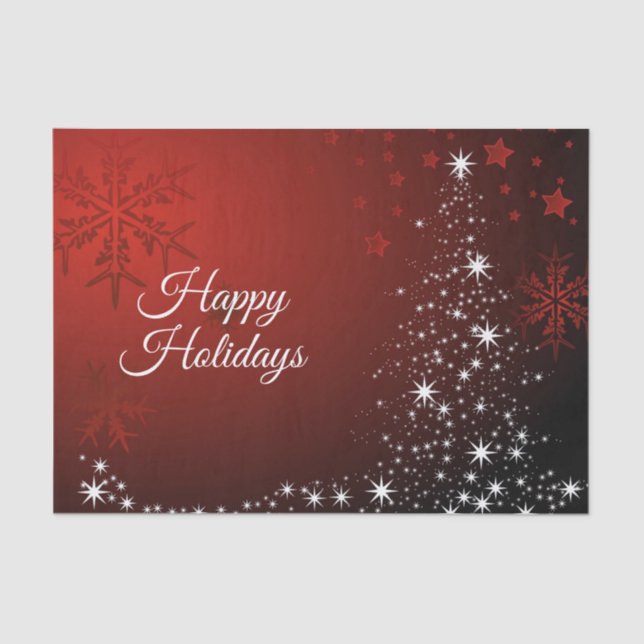 Weihnachts-Party White Stars Tree Rote Schneeflock Seidenpapier (Vorderseite)