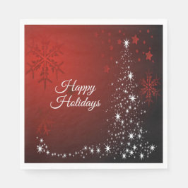 Weihnachts-Party White Stars Tree Rote Schneeflock Serviette