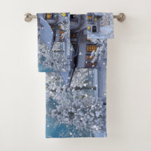 Weihnachts Party Winter White Snowman Blue Rustika