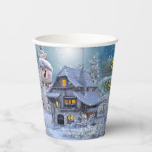 Weihnachts Party Winter White Snowman Blue Rustika